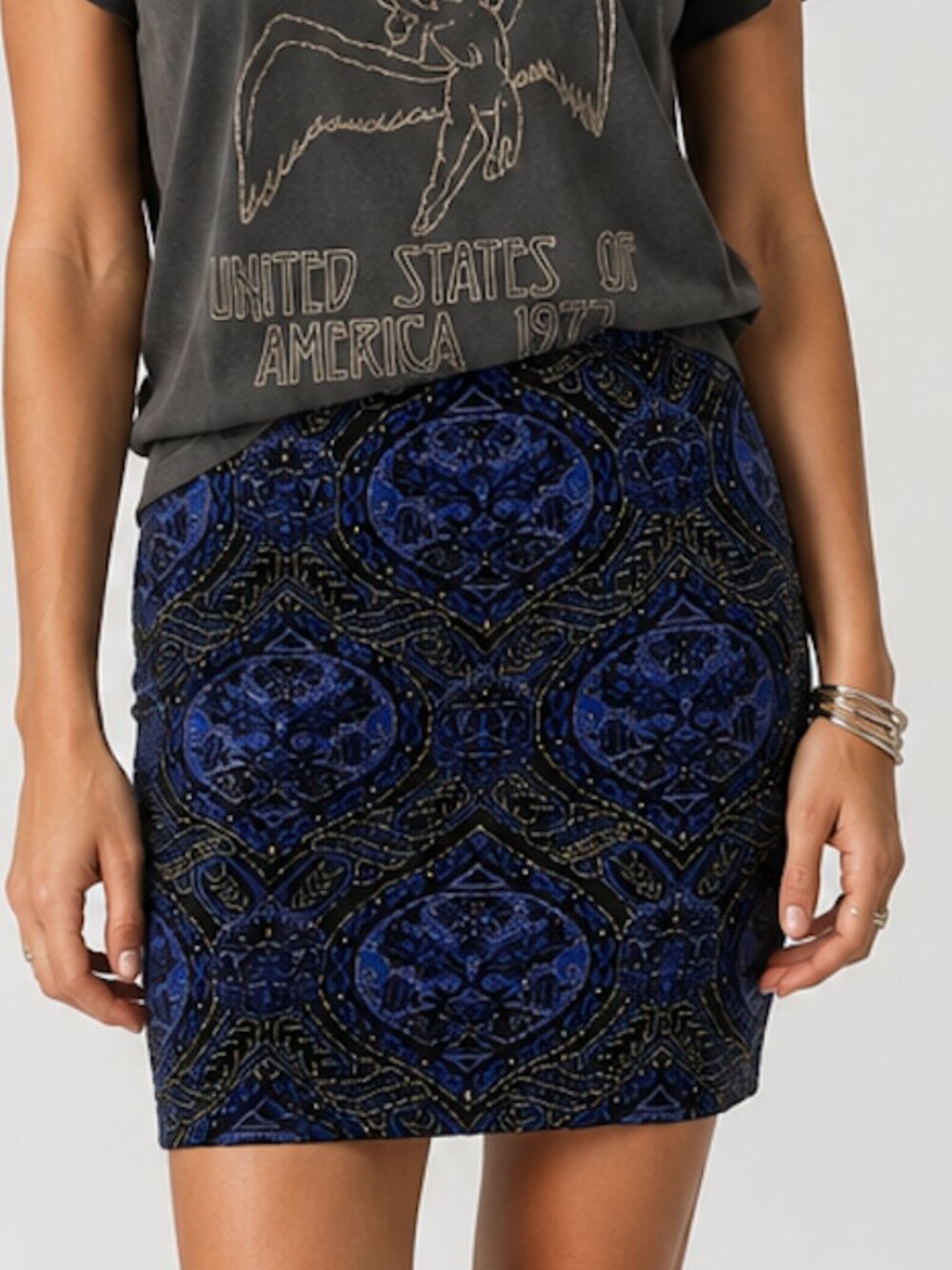 Vintage Juicy Couture Blue Paisley Bandana Print Mini Skirt Y2K McBling Size 4